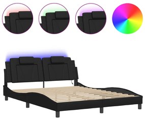 Giroletto con luci led nero 160x200 cm in similpelle