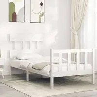 Giroletto con Testiera Bianco Single in Legno Massello 3193302