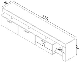 TOKE - porta tv di design con 3 cassetti