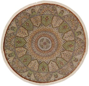 Ghom Tappeto 200x190 Verde (Iran) Annodato A Mano