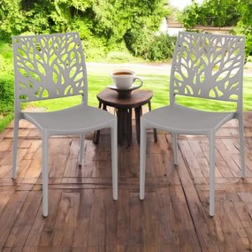 Sedia per interno o esterno impilabile Grigio - ALEA 2 sedie