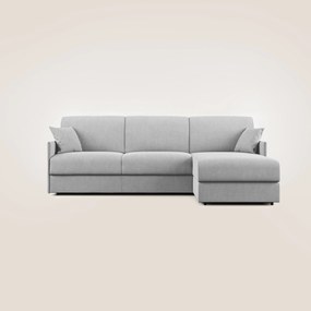 Evans Divano letto angolare con penisola in morbido tessuto impermeabile T02 grigio_chiaro 232 cm Destro (mat. 120x197)