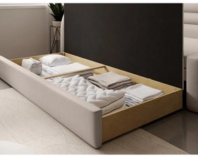 Divano beige allungabile/con contenitore con penisola a sinistra e rivestimento in velluto 223 cm Fabillo – ELTAP