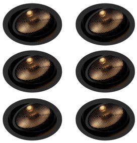 Set di 6 faretti da incasso moderni neri orientabili - Coop 111 Honey