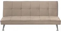 Divano Letto Beige 3 Posti Imbottito Trapuntato Gambe In Metallo Click Clack