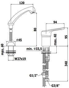 Paffoni Nettuno Nt087 Miscelatore parrucchiere Monocomando Con Doccetta Monogetto Estraibile Cromo