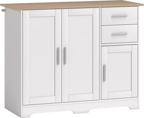 Credenza Moderna Buffet 100x40x78 cm con 2 Cassetti e 2 Armadietti in Legno Bianco e color Legno...