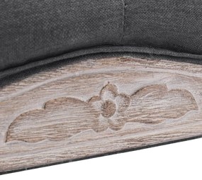 Panca in lino e legno massello 110x38x48 cm grigio scuro