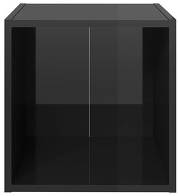 Mobile porta tv 2 pz nero lucido 37x35x37 cm in truciolato