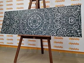 Stampa su tela – Mandala dell'amore in bianco e nero