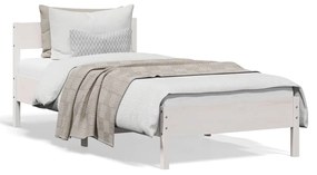 Letto Senza Materasso Bianco 90x190 Cm İn Legno Massello Pino /