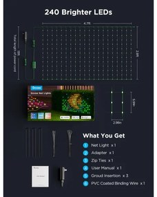 Govee - LED RGBIC Rete per illuminazione esterna 143x85cm Wi-Fi Matter IP65