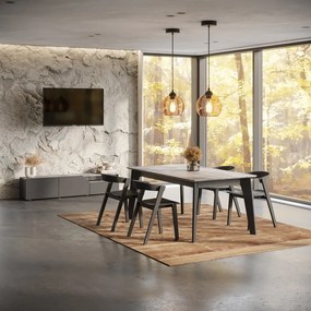 Tavolo da pranzo pieghevole nero con piano in cemento 100x180 cm Shadow - TemaHome