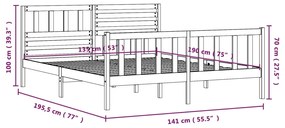 Giroletto Grigio 135x190 cm Double in legno Massello