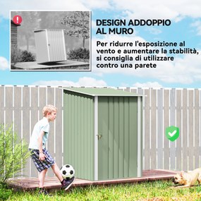 Casetta da Giardino Porta Attrezzi 100x104x160 cm con Porta in Acciaio Galvanizzato Verde Chiaro...