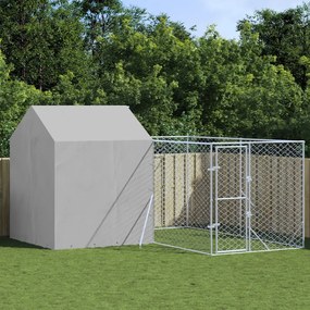 Cuccia Cani Da Esterno Tetto Argento 4x4x2,5 M Acciaio Zincato /