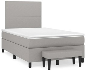 Giroletto A Molle Con Materasso Grigio Chiaro 120x190cm Tessuto /