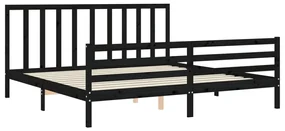 Giroletto con testiera nero 200x200 cm in legno massello