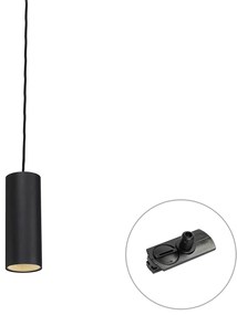 Lampada a sospensione di design nera con adattatore per binario monofase - Iconic Tubo