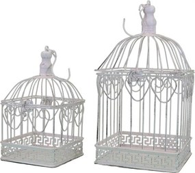 SAMUEL - set di 2 gabbie rettangolari stile provenzale in ferro verniciato