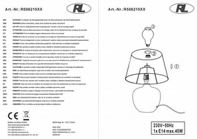 Lampada da tavolo in ceramica nera e tessuto, altezza 26 cm Luxor - Trio