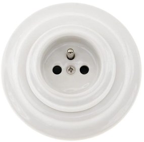 Bohemia-Design - Presa domestica in porcellana in stile retrò con placca 250V/16A bianca