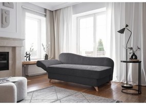 Chaise longue grigia (con penisola a sinistra) con rivestimento in velluto a coste Chic Charlotte – Miuform