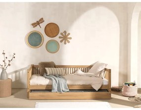 Letto per bambini in legno di quercia in colore naturale con letto estraibile e contenitore 90x200 cm Forrest - Vipack