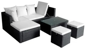 Set Divani da Giardino 4 pz con Cuscini in Polyrattan Nero