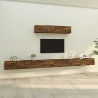 Set di Mobili Porta TV 6 pz Rovere Fumo in Legno Multistrato 3114611