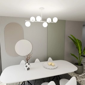 Plafoniera Contemporaneo Shiva Acciaio Bianco 6 Luci E14 Ip20
