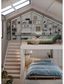 Divano greige allungabile con rivestimento in lino 140 cm Roots Carob – Karup Design