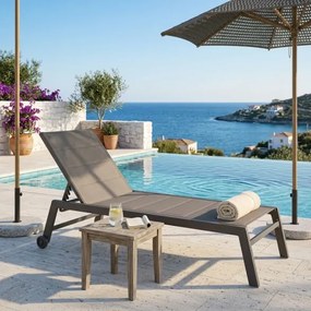 Lettino Prendisole In Alluminio E Textilene Imbottito Con Ruote Summer Taupe