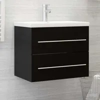 Mobile Bagno con Lavabo Integrato Nero in Truciolato 3099042