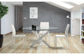 Tavolo da pranzo rotondo con piano in vetro 120x120 cm Ruth - Marckeric