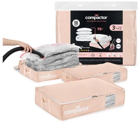 Set di organizer per sottoletto sottovuoto in plastica 3 pz 65x45x15,5 cm Pink Edition - Compactor