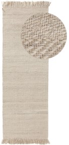 benuta Pure Tappeto passatoia in lana Lars Crema 70x200 cm - Tappeto fibra naturale