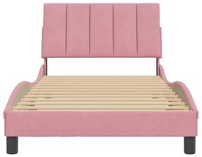 Giroletto con testiera rosa 100x200 cm in velluto