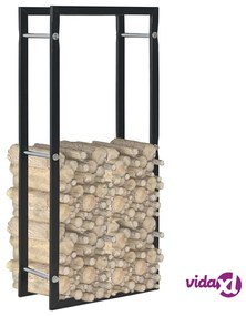 vidaXL Rastrelliera per Legna da Ardere Nera 30x35x81 cm in Acciaio