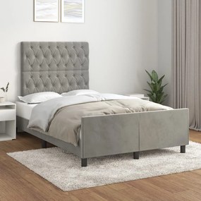 Giroletto Senza Materasso Grigio Chiaro 120x200 Cm Velluto /