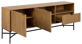 Cassettiera bassa in rovere decorato in colore naturale 180x70 cm Jaipur - Actona