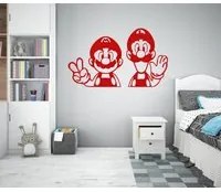 MARIO E LUIGI - Adesivo murale wall sticker in vinile 55x95 cm Colore: Rosso