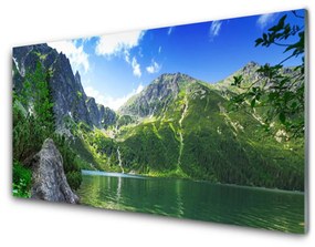 Quadro vetro Lago di montagna Natura 100x50 cm