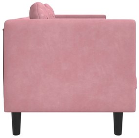 Divano a 3 posti con cuscini rosa in velluto