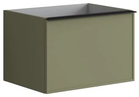 Mobile da bagno sotto lavabo Pixel frame laccato opaco verde salvia e maniglia alluminio nero L 60 x H 40 x P 45.5 cm 2 cassetti, lavabo non incluso