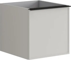 Cassettiera Pixel con 2 cassetti (1 interno) frontale Frame  laccato opaco Beige Greige e maniglia alluminio nero opaco L.40 H.40 P.45,5 cm.