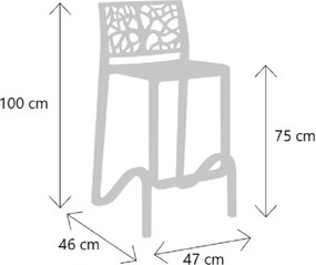 Sgabello bar impilabile alto H. seduta 75 cm TETI Nero set 4 pezzi