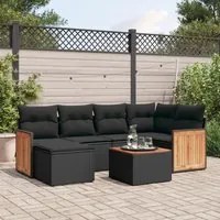 Set Divani da Giardino con Cuscini 7pz Nero Polyrattancod mxl 113859