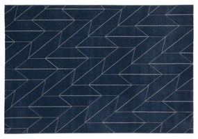 Tappeto blu in juta decoro geometrico 230x160 cm