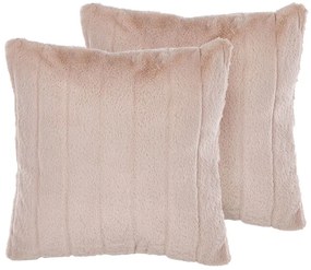 Set di 2 cuscini pelliccia rosa pastello 45 x 45 cm PUMILA Beliani